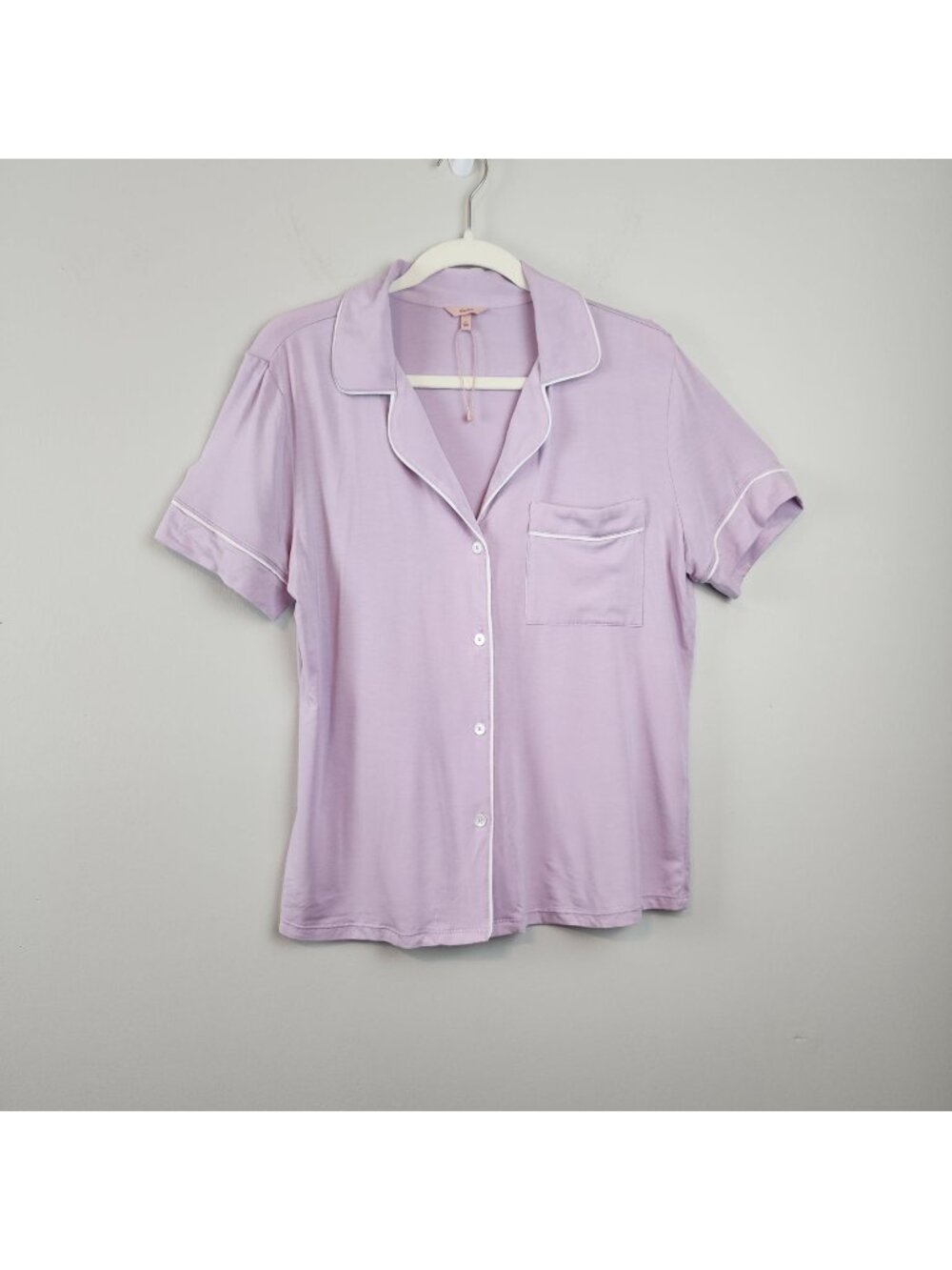 Eberjay pajama top short sleeve button down lilac purple sz S pocket